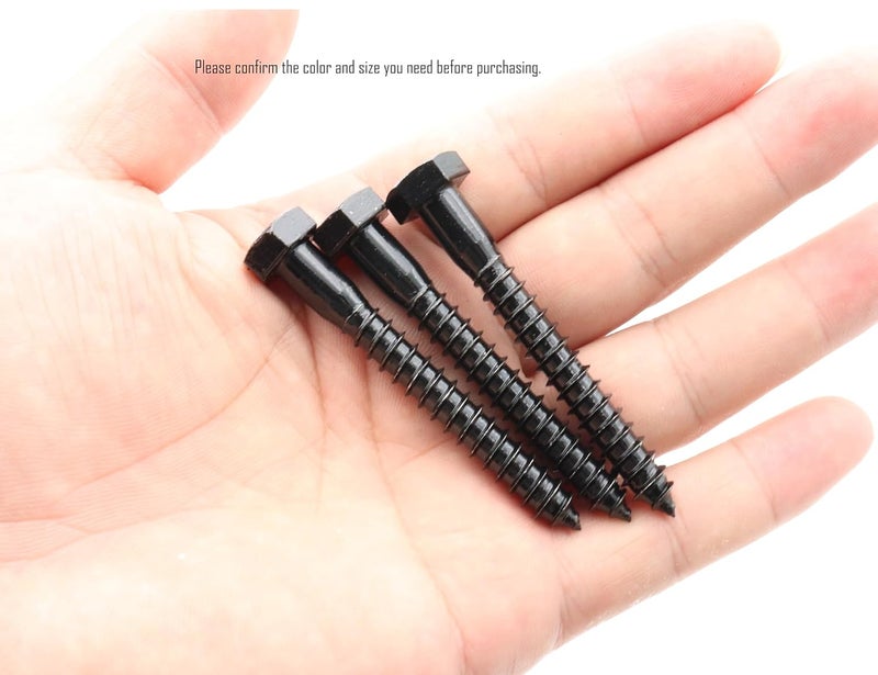 LBY 11pcs Lag Screws, 5/16" x 2-1/2" Hex Head Lag Screws Bolts (with Washers), Heavy-Duty Wood Screws for Decking & Structural Fastening, 304 Stainless Steel, (Black) - Image 2